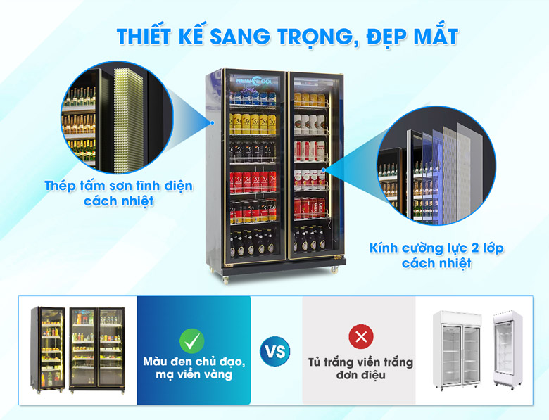 Tủ mát NEWCOOL với thiết kế sang trọng, đẹp mắt